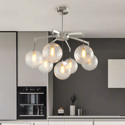 Glass Sphere Chandelier Copper Frame Multi-Arm G9 7 9 13 Heads Copper Nickel Black