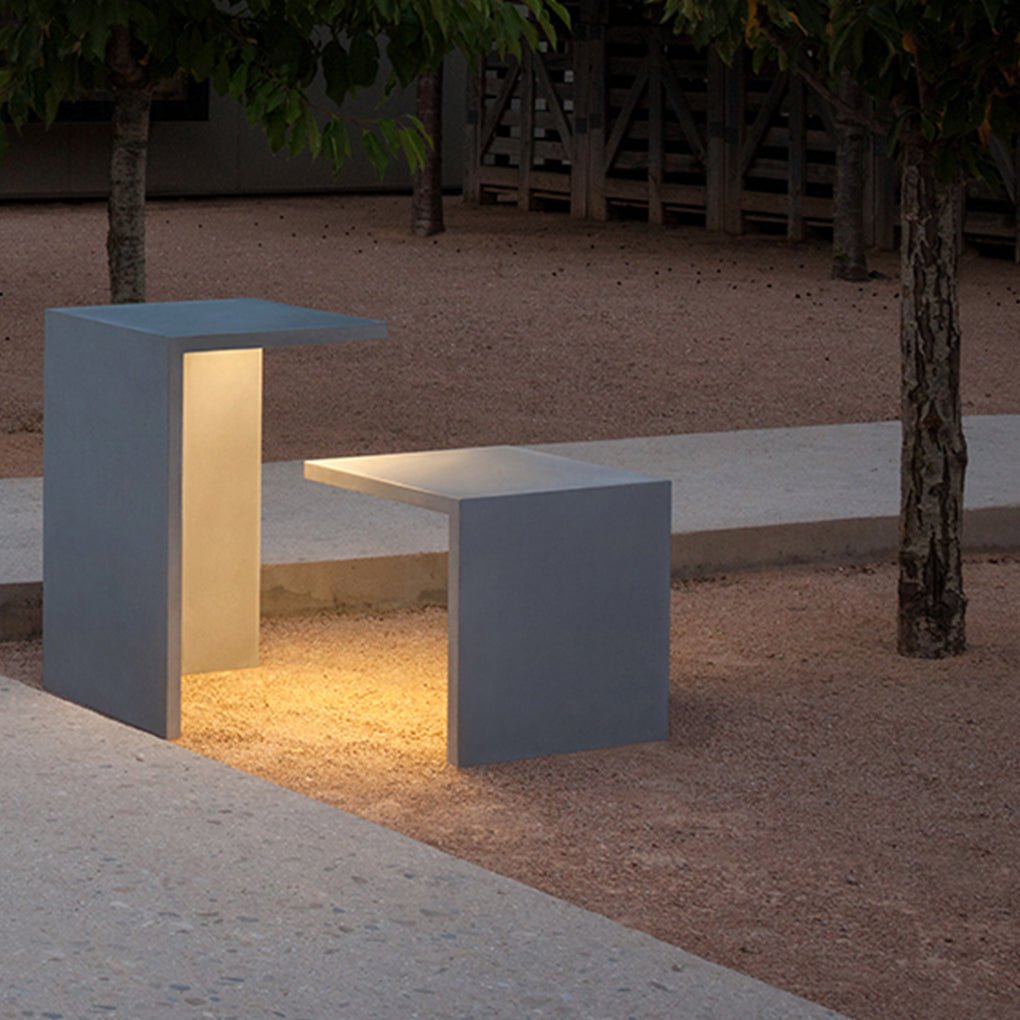 Luminous Square Stool and Table Outdoor LED Light Stainless Steel Glass 4.5W 3000K IP65 4 Sizes Courtyard Villa