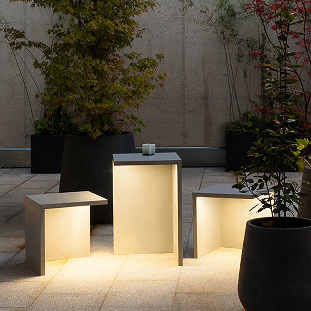 Luminous Square Stool and Table Outdoor LED Light Stainless Steel Glass 4.5W 3000K IP65 4 Sizes Courtyard Villa