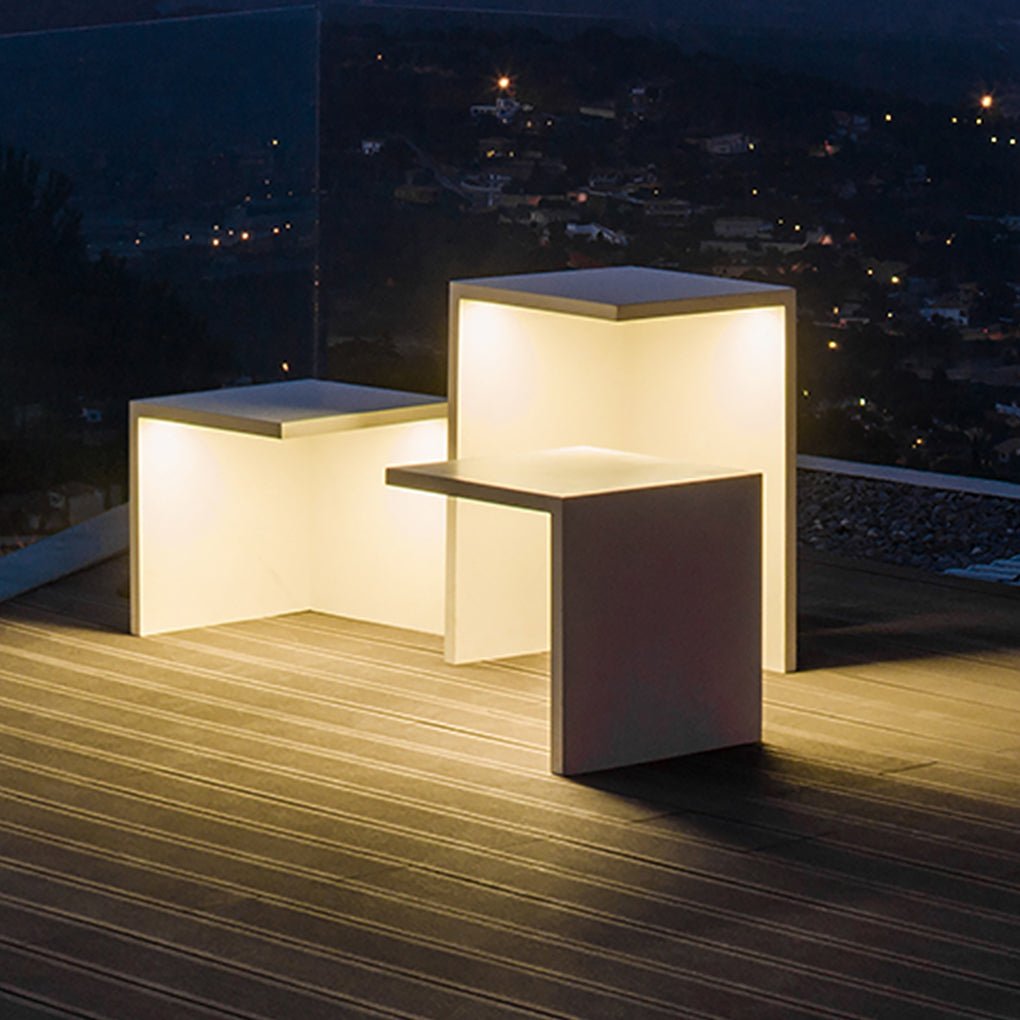 Luminous Square Stool and Table Outdoor LED Light Stainless Steel Glass 4.5W 3000K IP65 4 Sizes Courtyard Villa