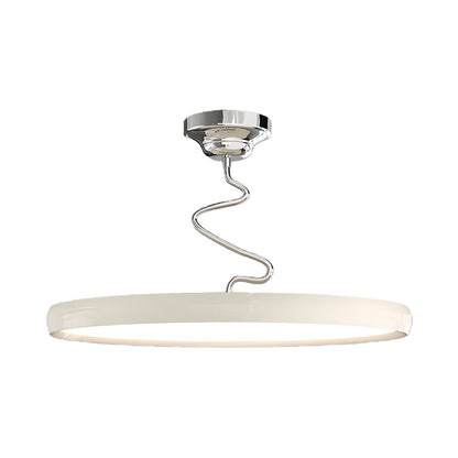 Twisted Rim Full-Spectrum LED Semi-Flush Ceiling Light — White / Green / Chrome