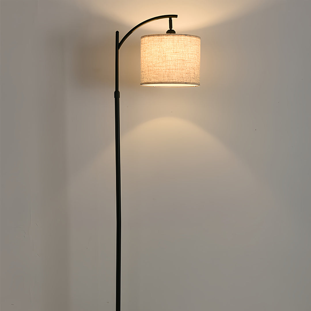 Modern Arc Floor Lamp LED Fabric Shade Adjustable Height Marble Base Dimmable Remote Beige Black Nordic Living Room Bedroom 65 Inch