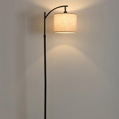 Modern Arc Floor Lamp LED Fabric Shade Adjustable Height Marble Base Dimmable Remote Beige Black Nordic Living Room Bedroom 65 Inch