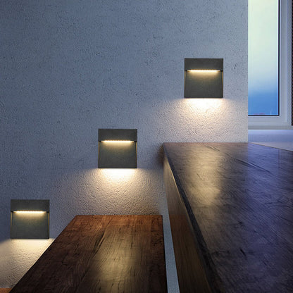 Square Stair Lights Minimalist Aluminum Glass LED Outdoor Step Wall Mount 3W IP65
