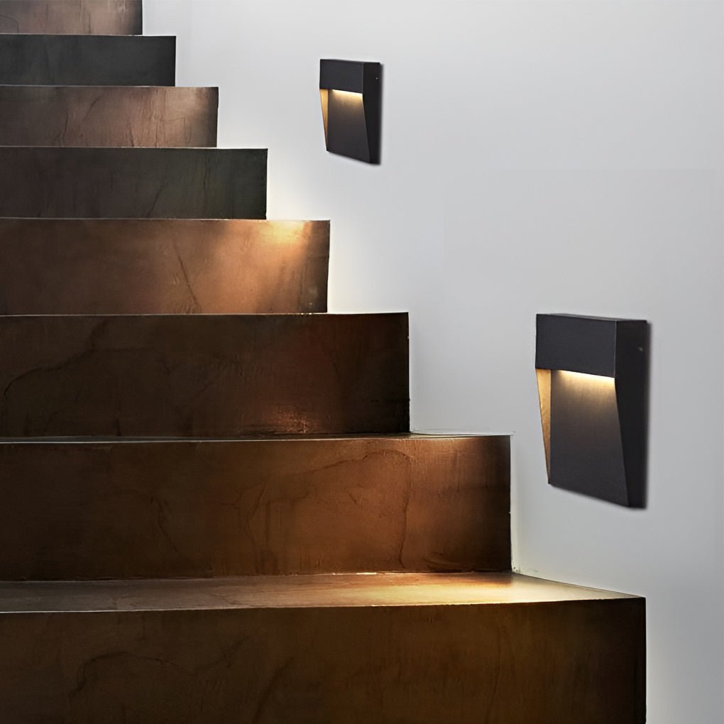 Square Stair Lights Minimalist Aluminum Glass LED Outdoor Step Wall Mount 3W IP65