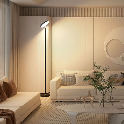 Modern Floor Lamp LED 360 Degree Adjustable Head Uplight Downlight Acrylic Disc Iron Dimmable Remote 3 Color Modes Black White 71 Inch