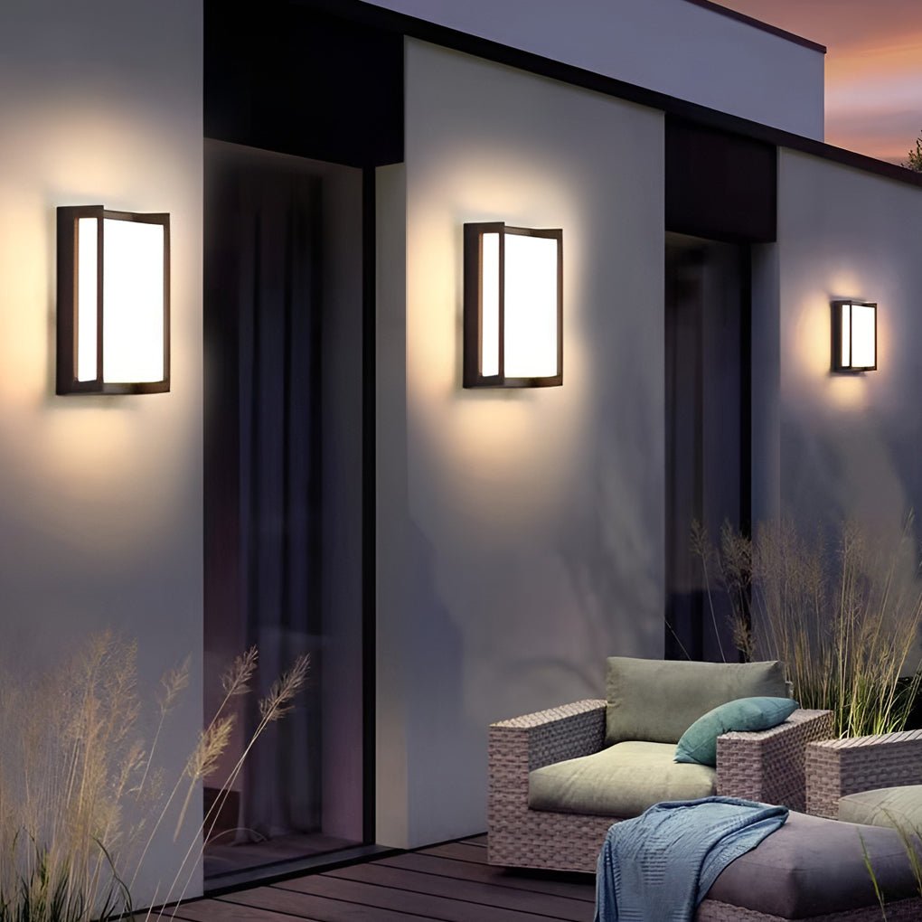 Modern Geometric Aluminum Alloy PC Outdoor Wall Sconce Black IP65 12W 2 Color Temperatures Balcony Villa