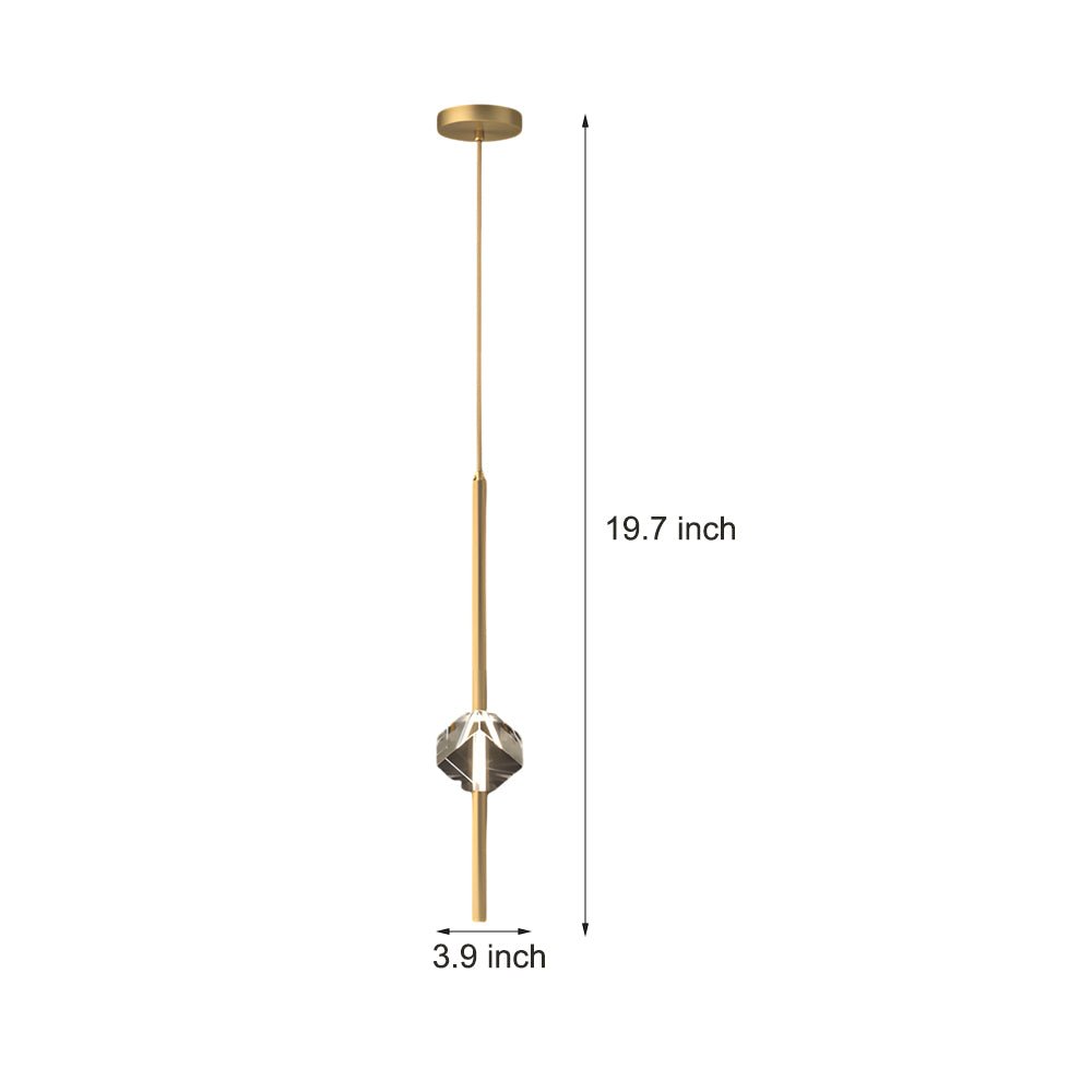 Irregular Crystal Glass and H65 Copper Pendant Light with 3-Step Colour Temperature