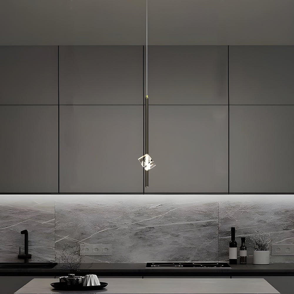 Irregular Crystal Glass and H65 Copper Pendant Light with 3-Step Colour Temperature