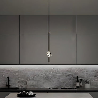 Irregular Crystal Glass and H65 Copper Pendant Light with 3-Step Colour Temperature