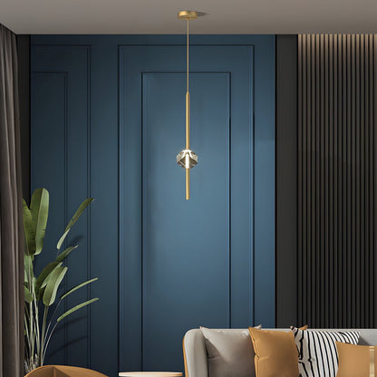 Irregular Crystal Glass and H65 Copper Pendant Light with 3-Step Colour Temperature
