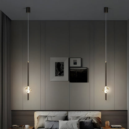 Irregular Crystal Glass and H65 Copper Pendant Light with 3-Step Colour Temperature