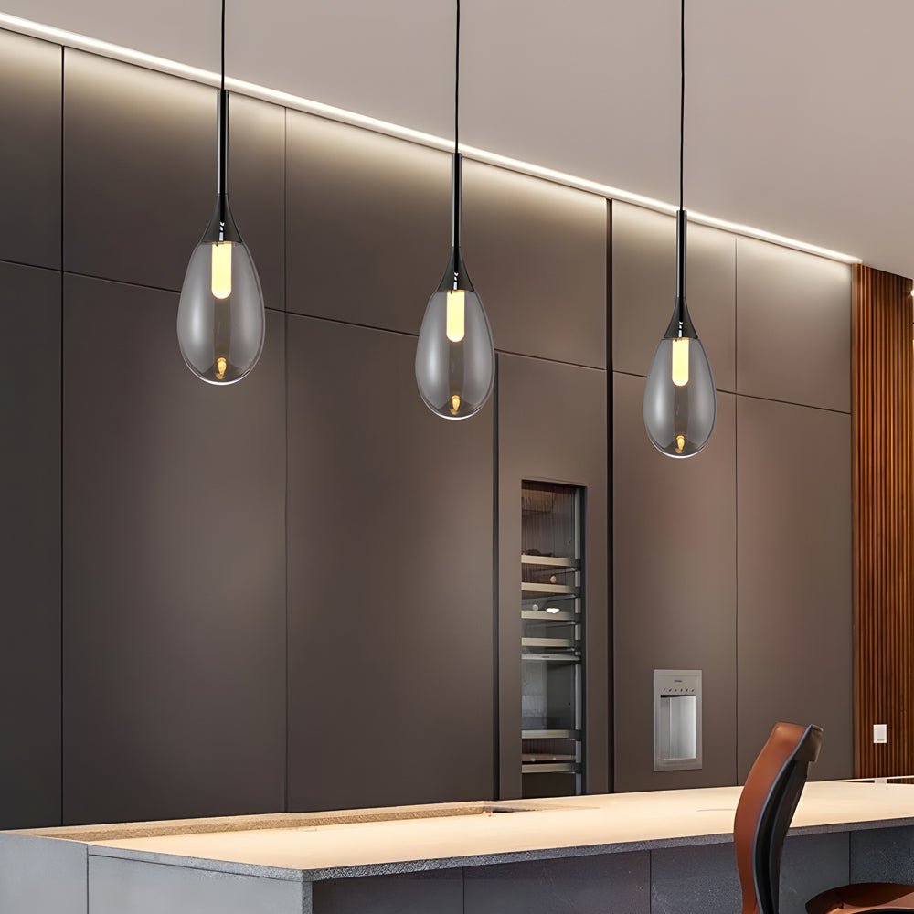 Tinted Teardrop Glass LED Pendant Light with Aluminum Hardware