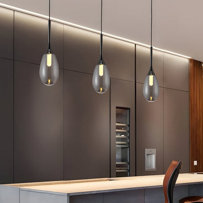 Tinted Teardrop Glass LED Pendant Light with Aluminum Hardware