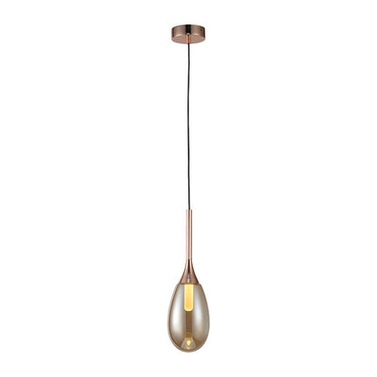 Tinted Teardrop Glass LED Pendant Light with Aluminum Hardware