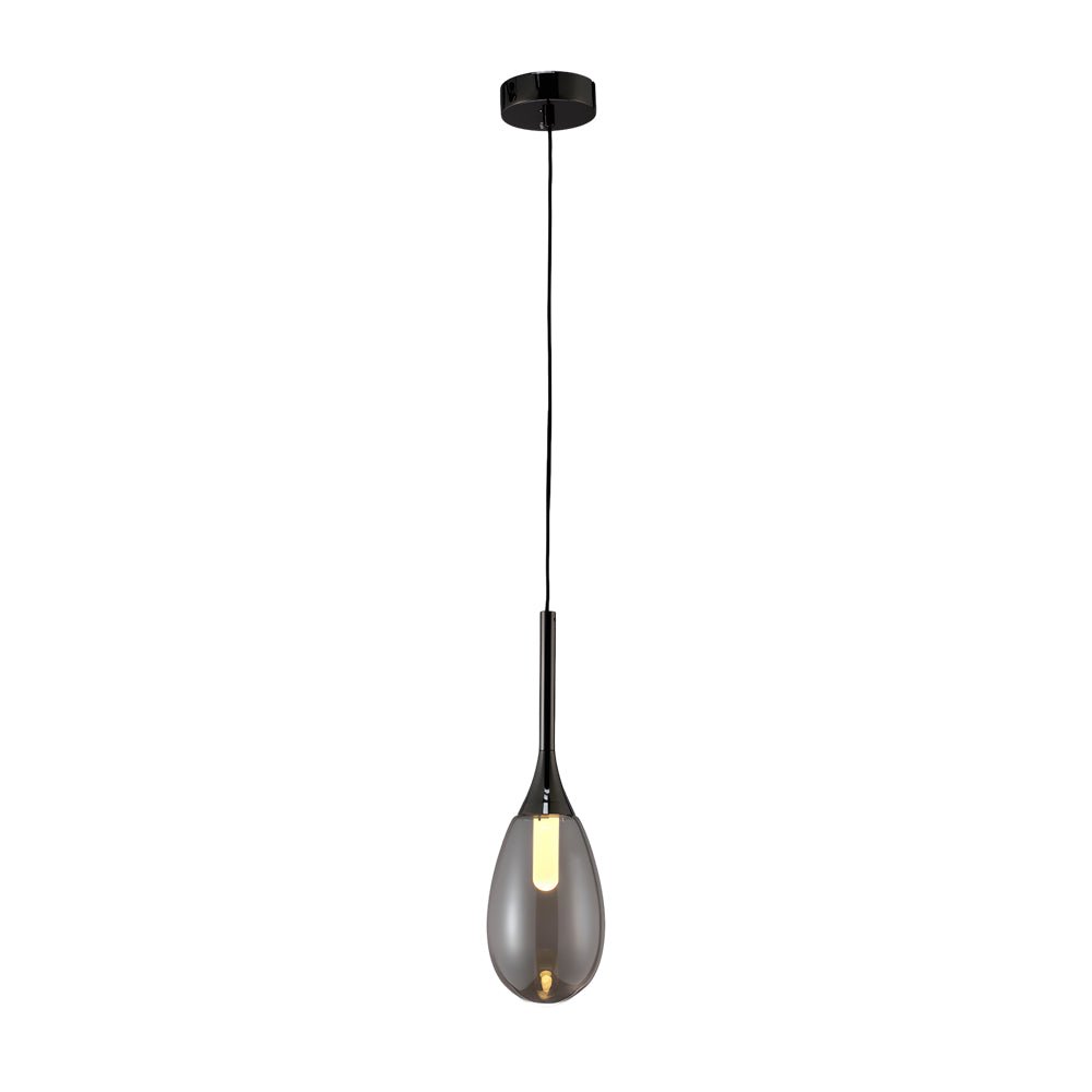 Tinted Teardrop Glass LED Pendant Light with Aluminum Hardware