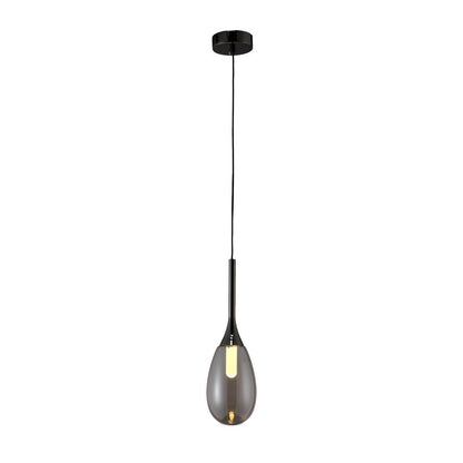 Tinted Teardrop Glass LED Pendant Light with Aluminum Hardware