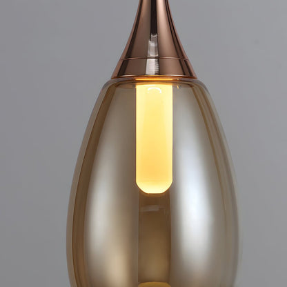 Tinted Teardrop Glass LED Pendant Light with Aluminum Hardware