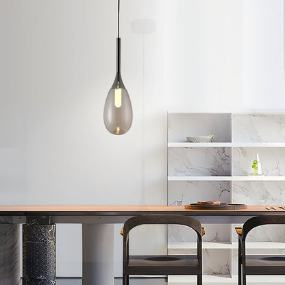 Tinted Teardrop Glass LED Pendant Light with Aluminum Hardware