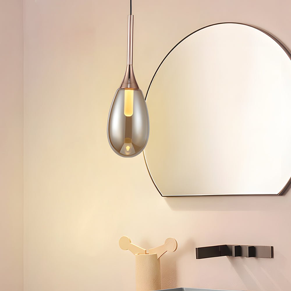 Tinted Teardrop Glass LED Pendant Light with Aluminum Hardware