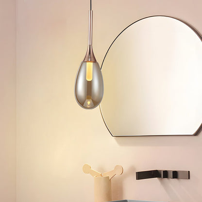 Tinted Teardrop Glass LED Pendant Light with Aluminum Hardware