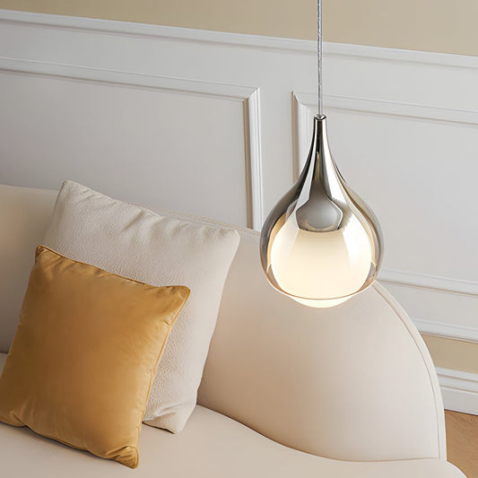 Double-Layer Teardrop Glass Pendant Light with Smoked and White Jade Glass