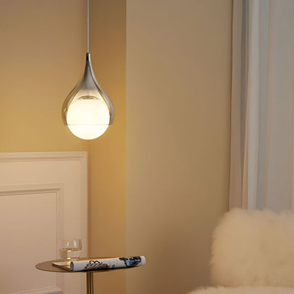 Double-Layer Teardrop Glass Pendant Light with Smoked and White Jade Glass