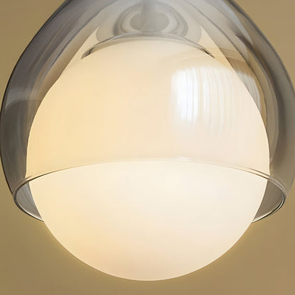 Double-Layer Teardrop Glass Pendant Light with Smoked and White Jade Glass