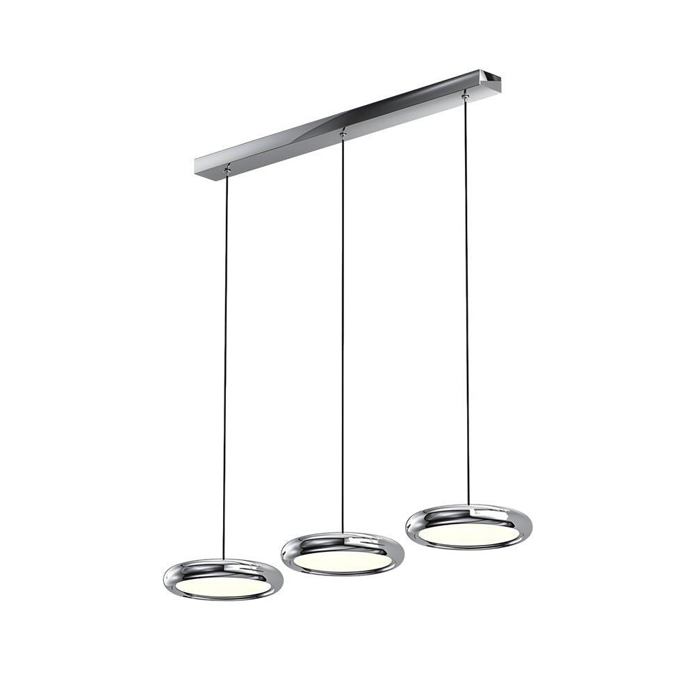 Round Iron and Acrylic Disc Pendant Light in Black or Chrome with 3-Step Colour Temperature