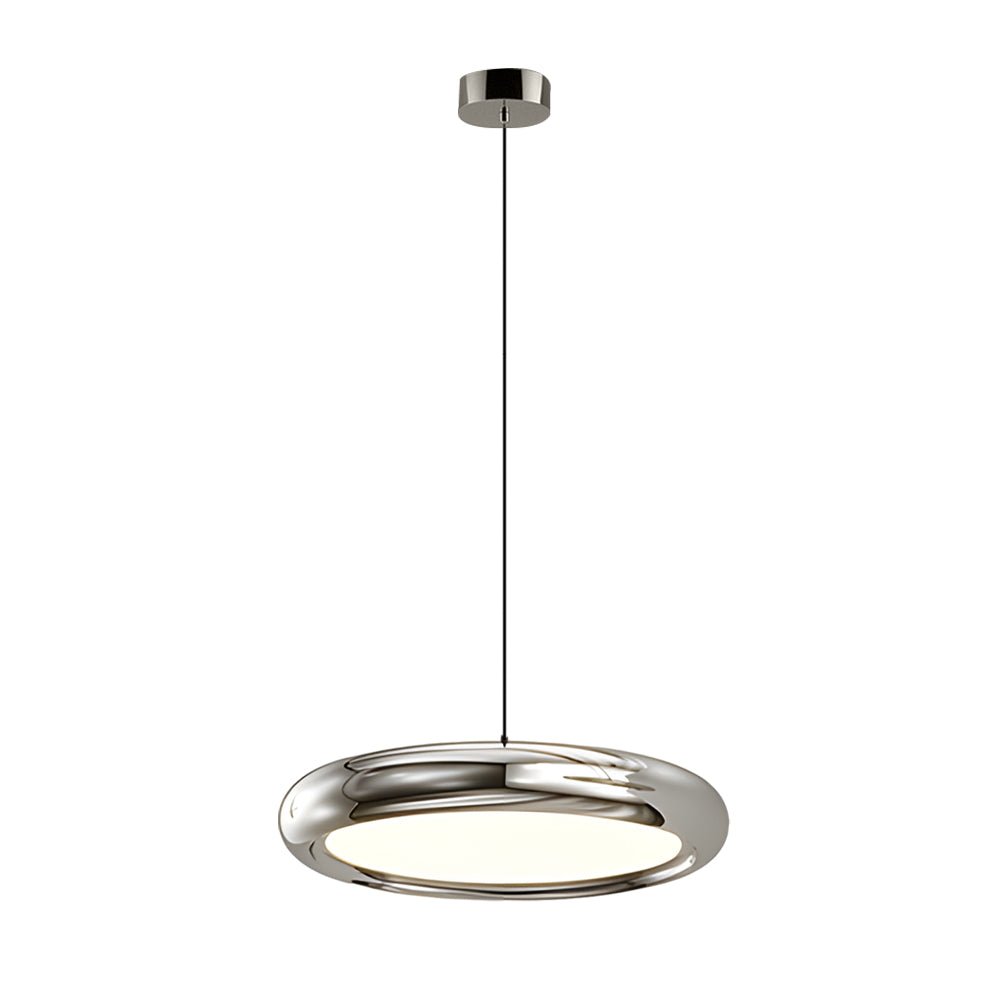 Round Iron and Acrylic Disc Pendant Light in Black or Chrome with 3-Step Colour Temperature