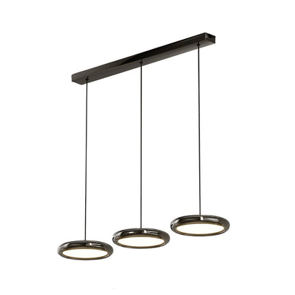 Round Iron and Acrylic Disc Pendant Light in Black or Chrome with 3-Step Colour Temperature