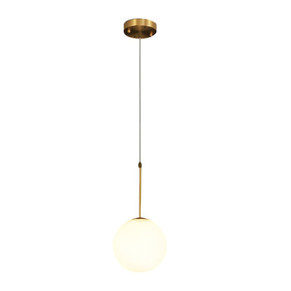 Frosted White Glass Globe Pendant Light with Gold Iron Frame