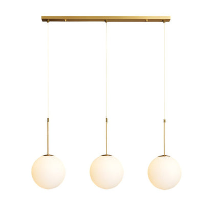 Frosted White Glass Globe Pendant Light with Gold Iron Frame