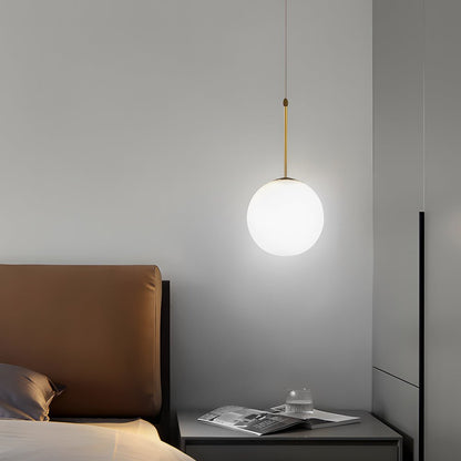 Frosted White Glass Globe Pendant Light with Gold Iron Frame