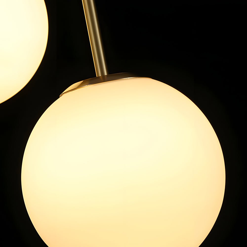Frosted White Glass Globe Pendant Light with Gold Iron Frame