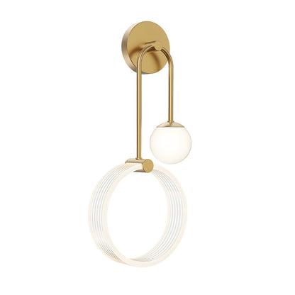 Modern 2-Light LED Wall Sconce with Acrylic Ring and Frosted Globe