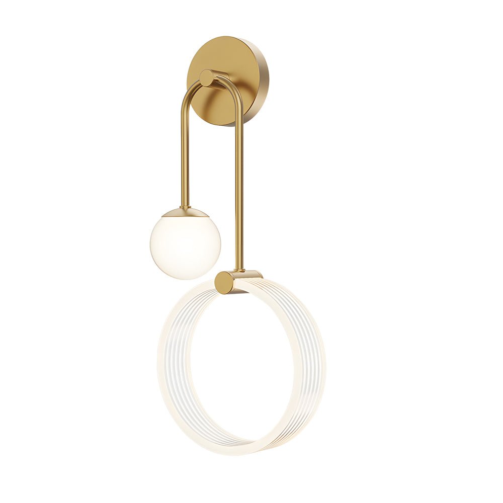 Modern 2-Light LED Wall Sconce with Acrylic Ring and Frosted Globe