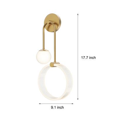 Modern 2-Light LED Wall Sconce with Acrylic Ring and Frosted Globe