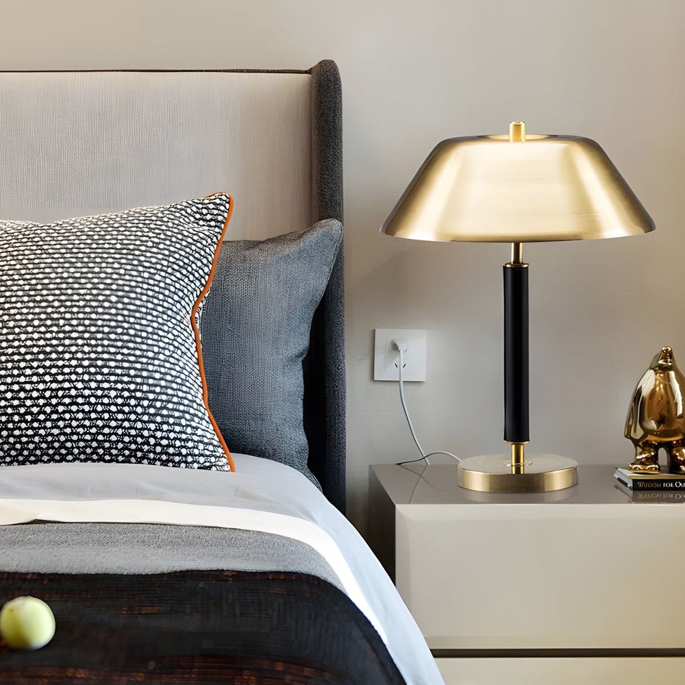 Modern Table Lamp Brass Dome 2 Light G9 LED Electroplated Black Iron Downward Warm White 3000K Contemporary Bedside Living Room 20.1 Inch