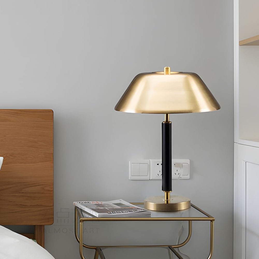 Modern Table Lamp Brass Dome 2 Light G9 LED Electroplated Black Iron Downward Warm White 3000K Contemporary Bedside Living Room 20.1 Inch