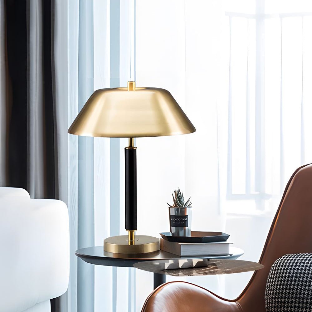 Modern Table Lamp Brass Dome 2 Light G9 LED Electroplated Black Iron Downward Warm White 3000K Contemporary Bedside Living Room 20.1 Inch