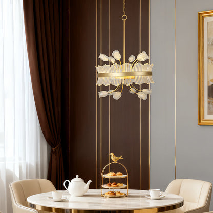 Gold Electroplated Blossom Chandelier with Crystal Accents and Integrated Warm White LED