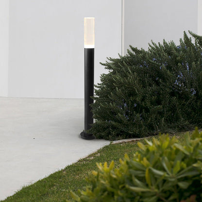 Modern Transparent Acrylic LED Bollard Light Waterproof Outdoor Pathway Landscape Lighting Black Aluminum IP65