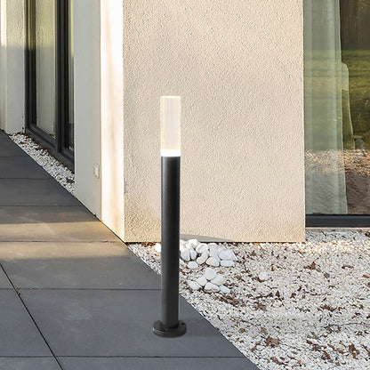 Modern Transparent Acrylic LED Bollard Light Waterproof Outdoor Pathway Landscape Lighting Black Aluminum IP65