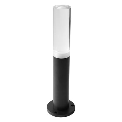 Modern Transparent Acrylic LED Bollard Light Waterproof Outdoor Pathway Landscape Lighting Black Aluminum IP65
