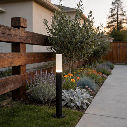 Modern Transparent Acrylic LED Bollard Light Waterproof Outdoor Pathway Landscape Lighting Black Aluminum IP65