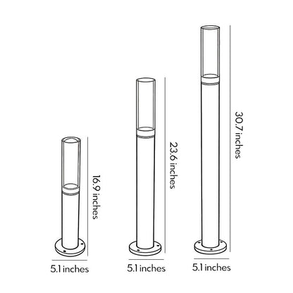 Modern Transparent Acrylic LED Bollard Light Waterproof Outdoor Pathway Landscape Lighting Black Aluminum IP65