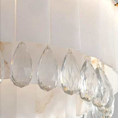 Solid Brass Chandelier with Natural Cloud Stone Drum Shade