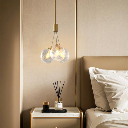 Solid Copper Bubble Chandelier with Staggered Glass Cluster Composition