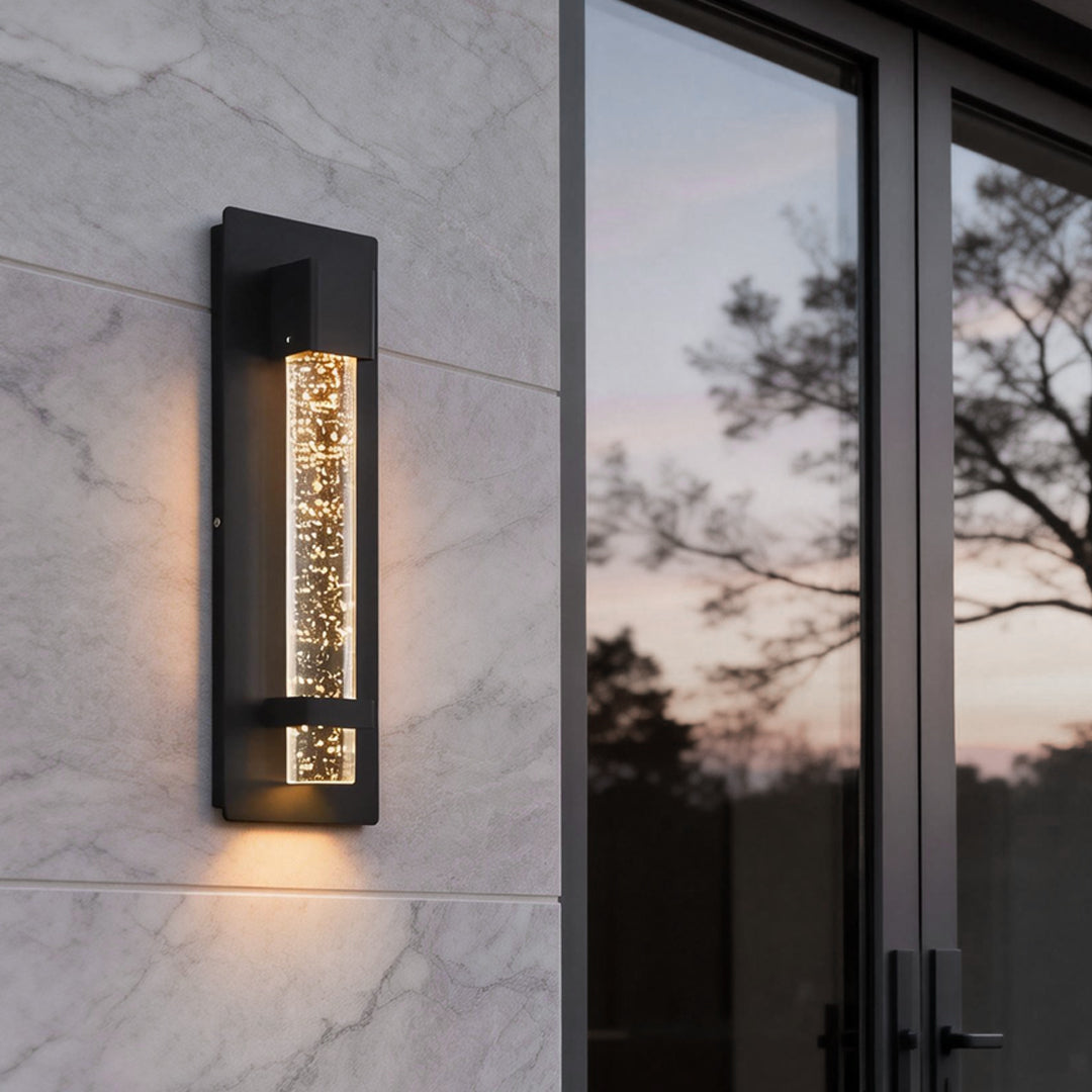 Modern Black Bubble Crystal Glass Outdoor Wall Sconce LED IP65